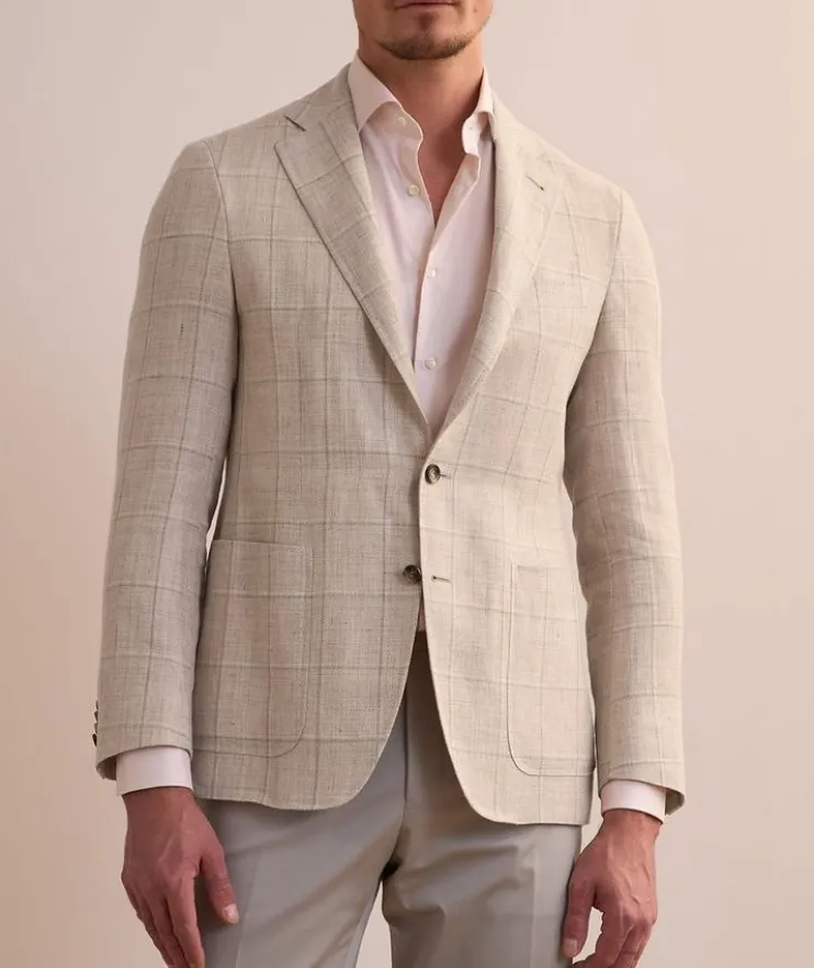 Kei Check Linen-Wool Sport Jacket