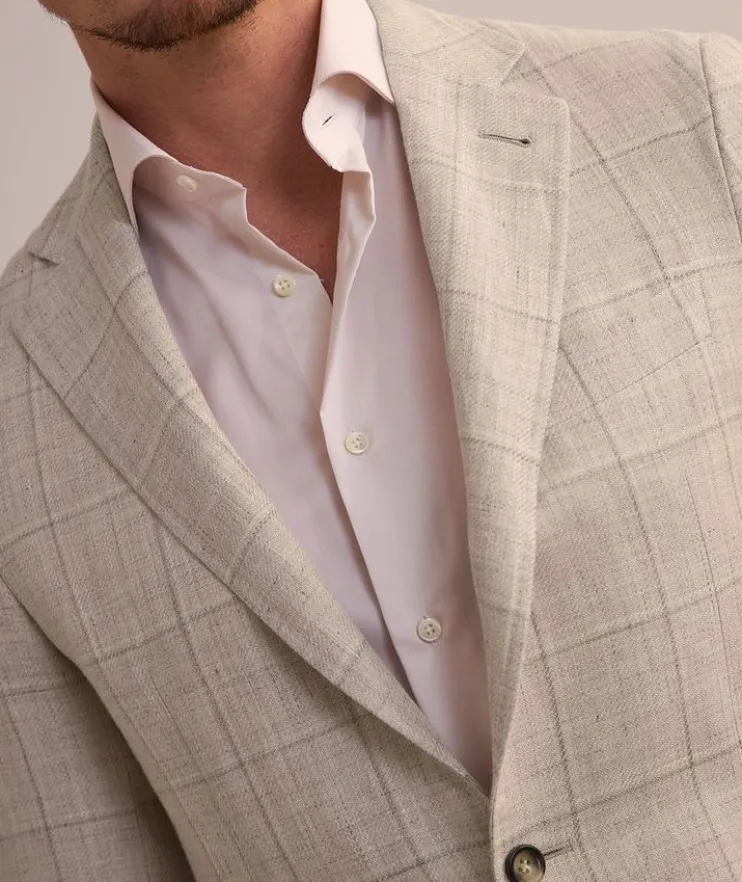 Kei Check Linen-Wool Sport Jacket