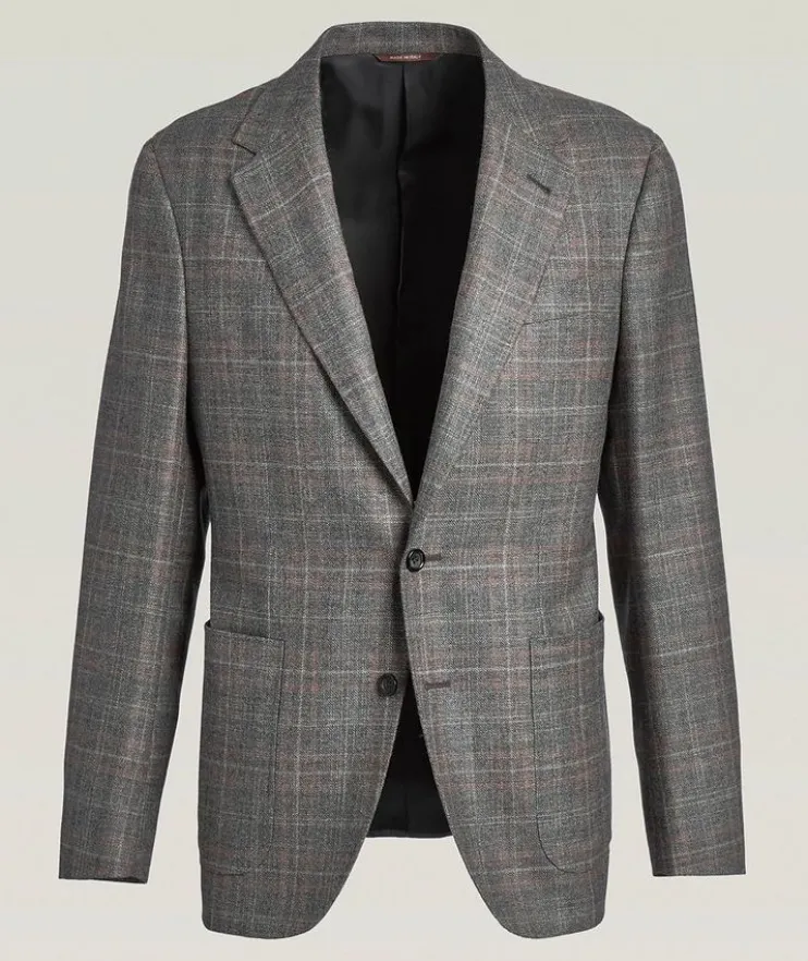 Kei Check Wool-Blend Sport Jacket