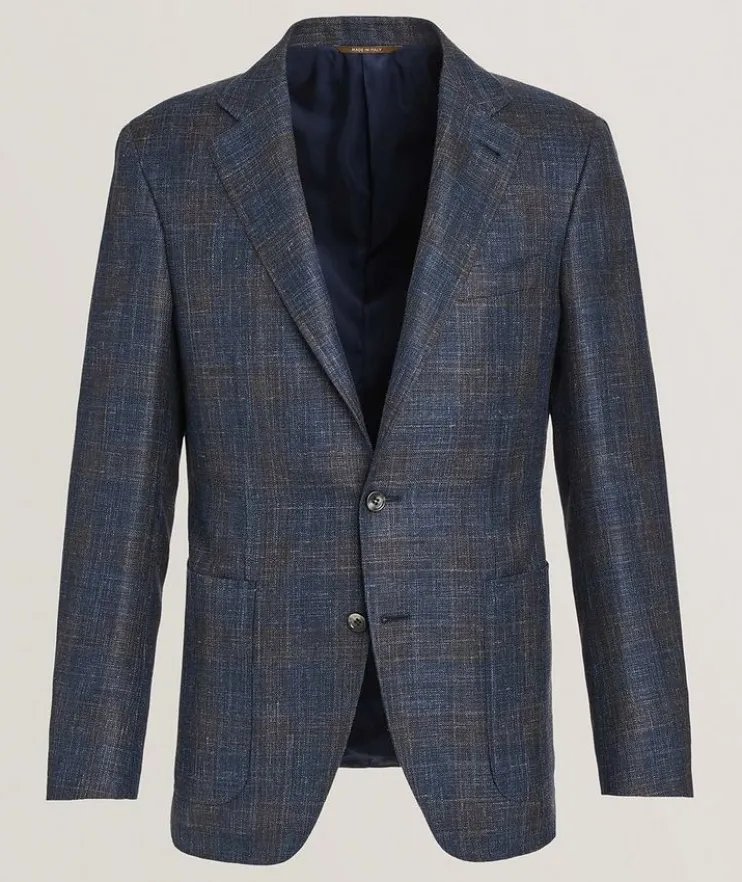 Kei Contrast Check Wool-Blend Sport Jacket
