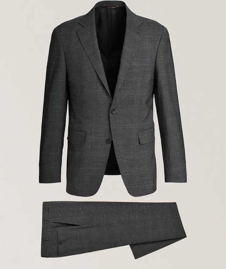Kei Denim-Effect Check Wool-Blend Suit