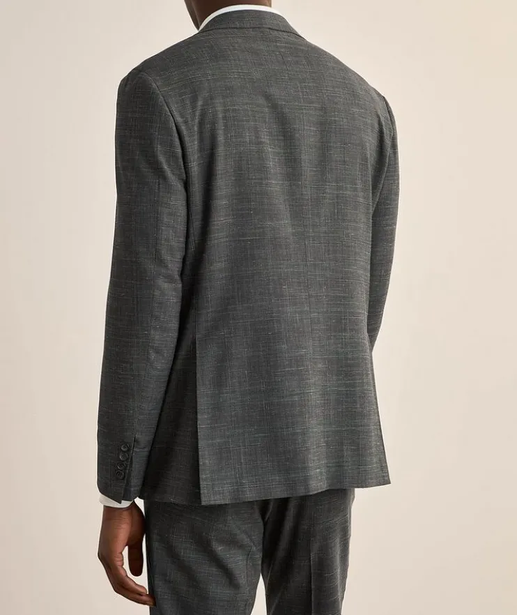 Kei Denim-Effect Check Wool-Blend Suit