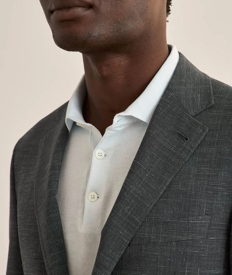 Kei Denim-Effect Check Wool-Blend Suit