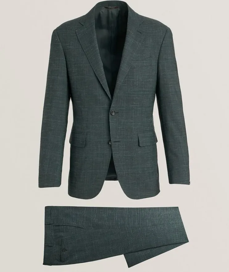 Kei Denim-Effect Check Wool-Blend Suit