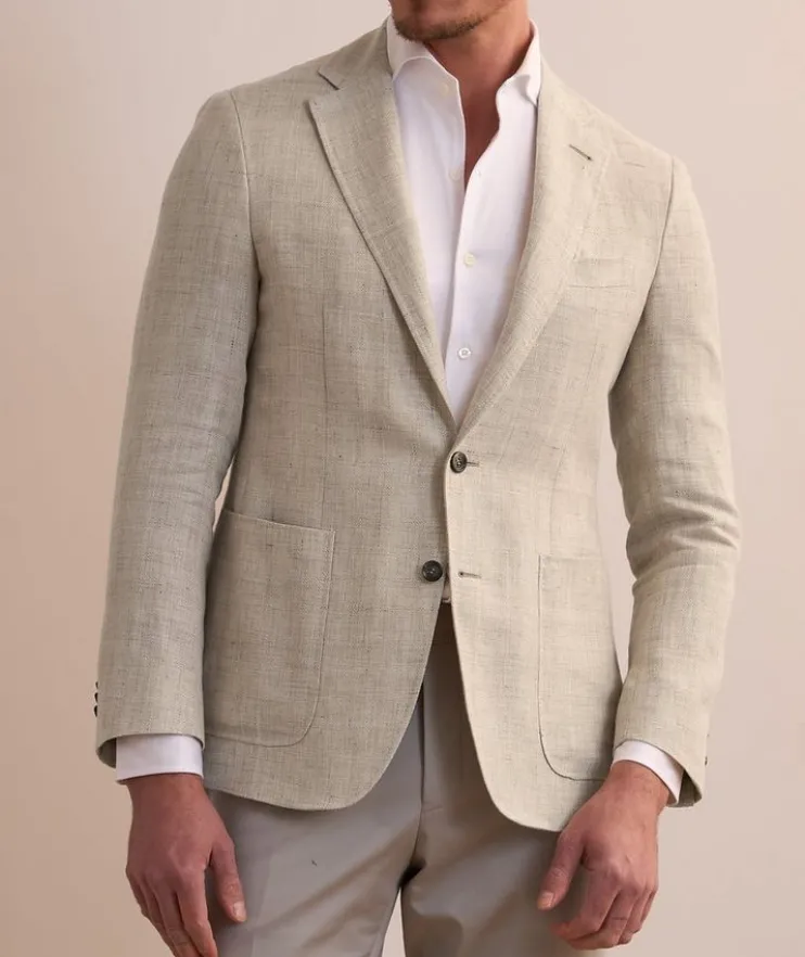 Kei Textured Windowpane Wool-Linen Sport Jacket