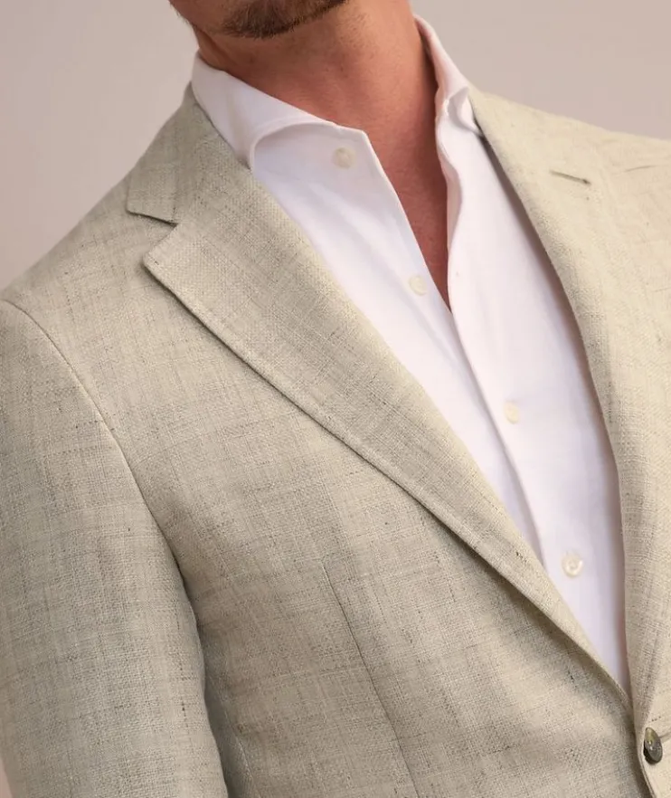 Kei Textured Windowpane Wool-Linen Sport Jacket