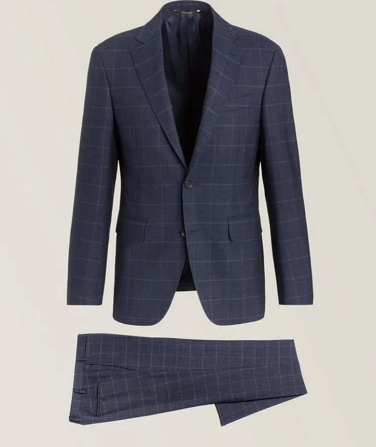 Kei Windowpane Denim Effect Wool Suit