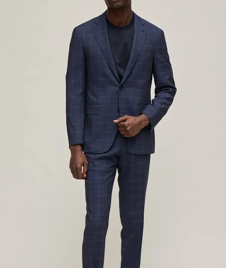 Kei Windowpane Denim Effect Wool Suit