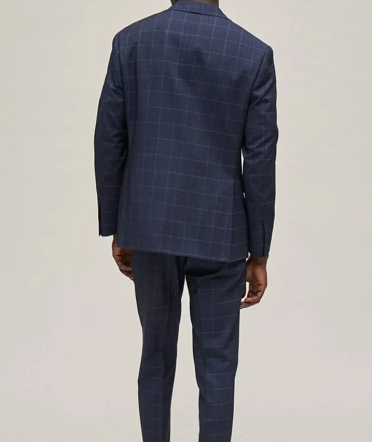 Kei Windowpane Denim Effect Wool Suit