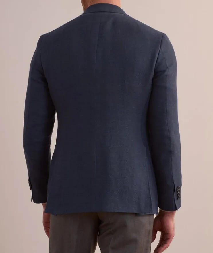Kei Windowpane Linen-Wool Sport Jacket