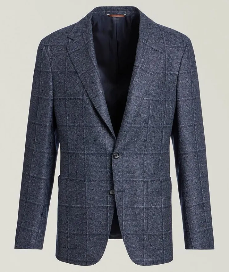 Kei Windowpane Wool-Silk Sport Jacket