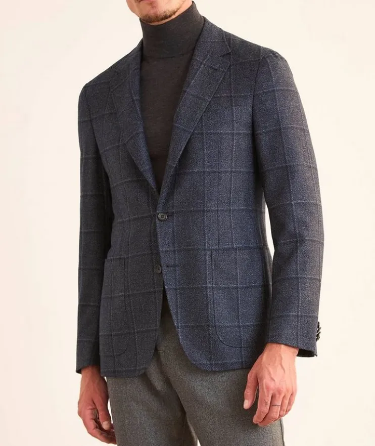 Kei Windowpane Wool-Silk Sport Jacket