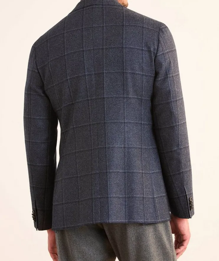 Kei Windowpane Wool-Silk Sport Jacket