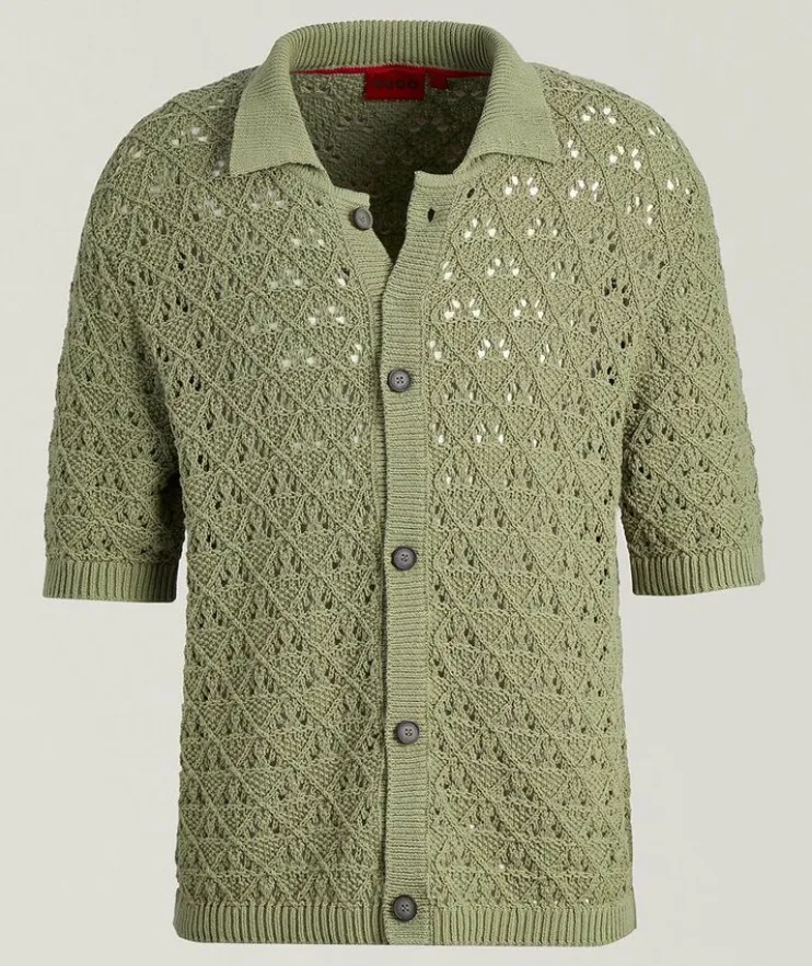 Knit Cotton-Blend Camp Shirt
