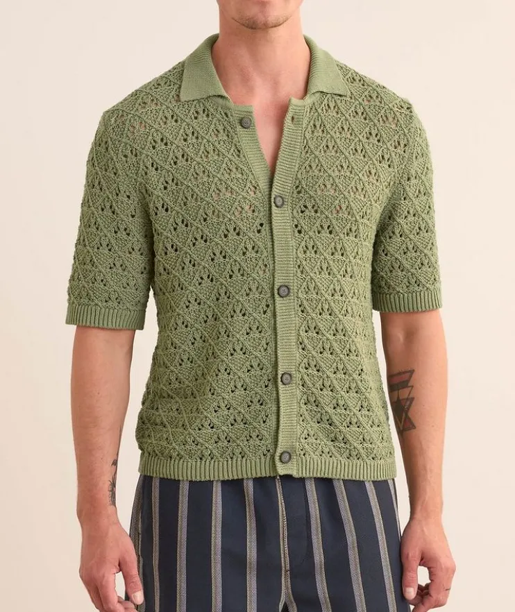 Knit Cotton-Blend Camp Shirt