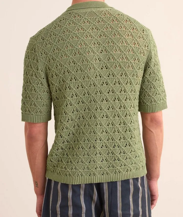 Knit Cotton-Blend Camp Shirt