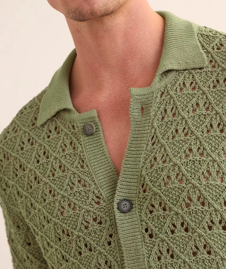 Knit Cotton-Blend Camp Shirt