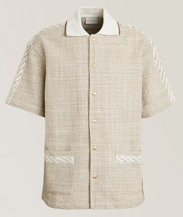 Lace-Trim Tweed Shirt