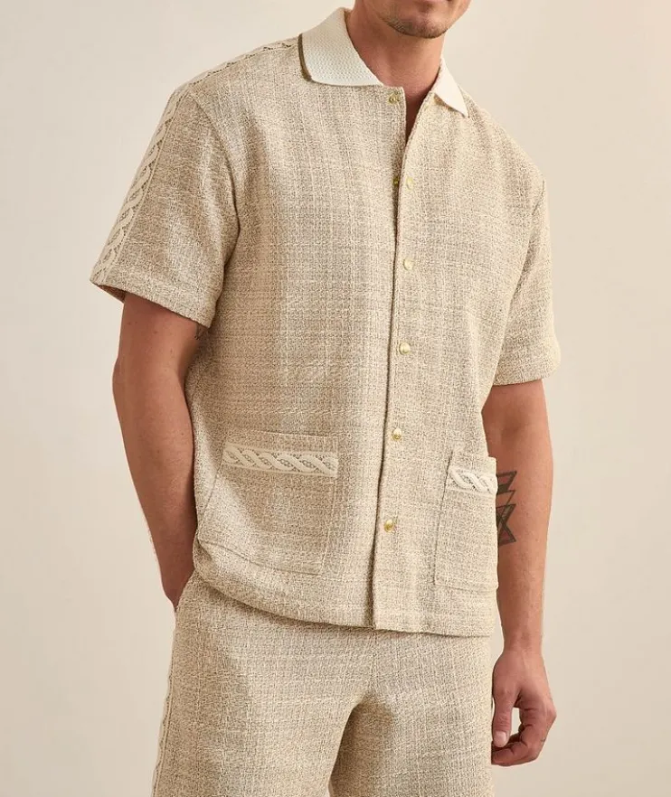 Lace-Trim Tweed Shirt