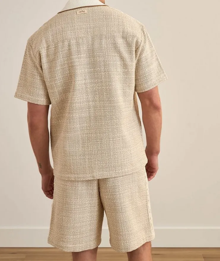 Lace-Trim Tweed Shirt