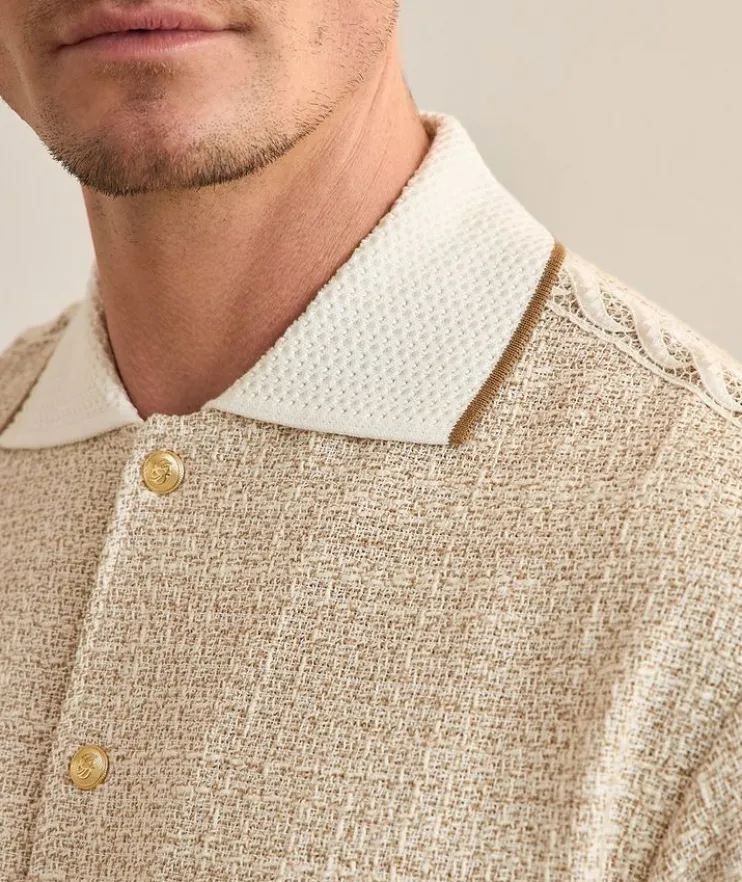 Lace-Trim Tweed Shirt