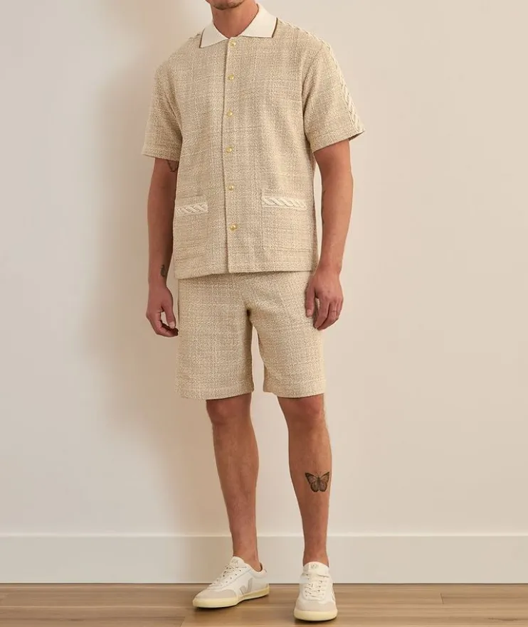 Lace-Trim Tweed Shirt