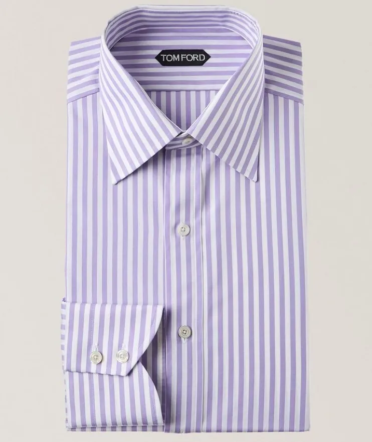 Ladder Stripe Cotton Dress Shirt