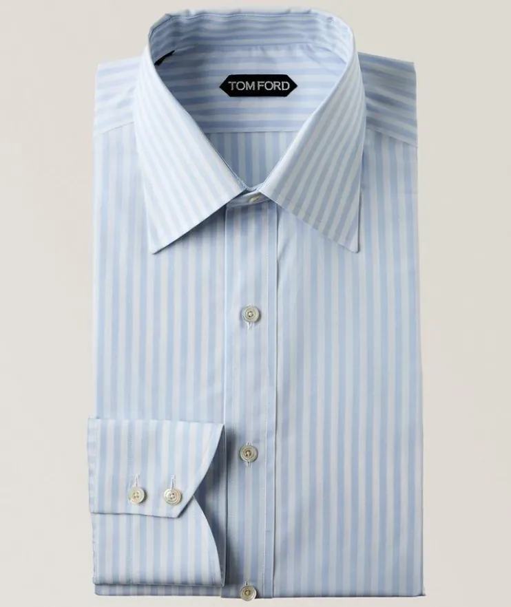 Ladder Stripe Cotton Dress Shirt