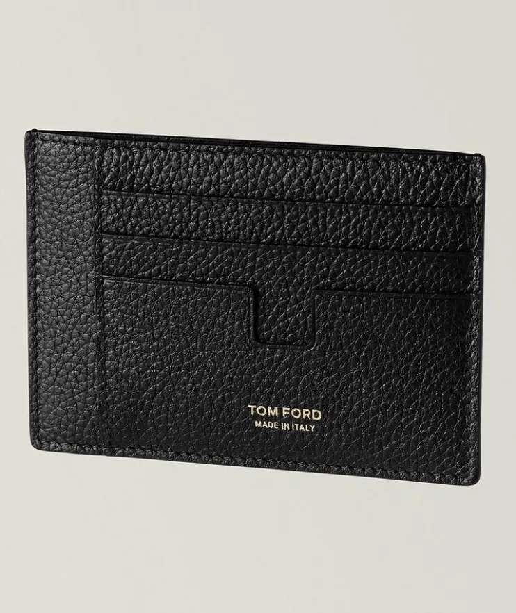 Large Grained Leather T-Line Card Holder