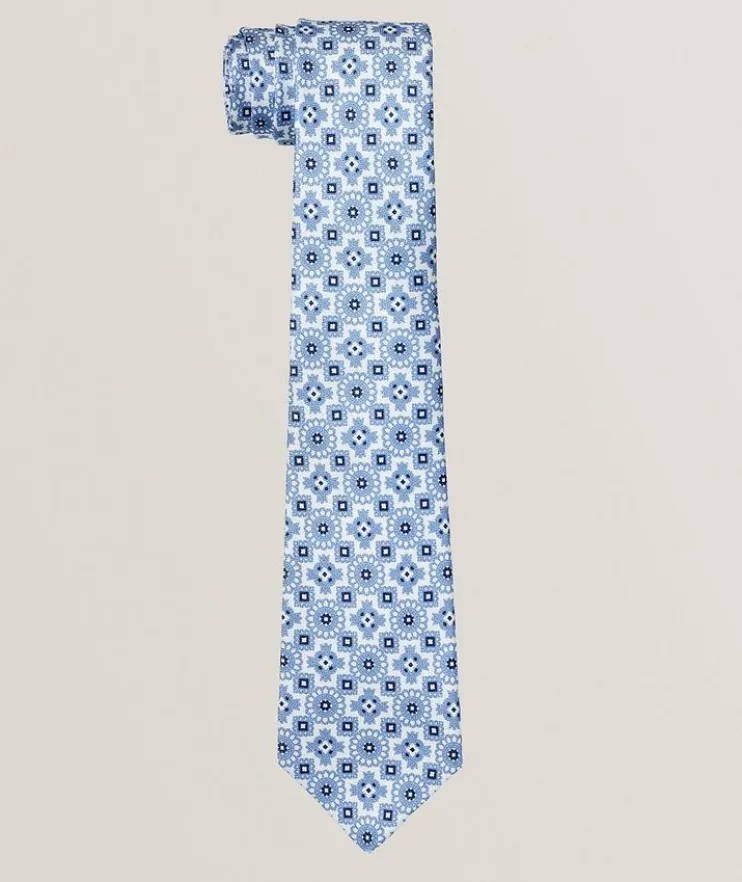 Large Medallion Silk-Linen Tie