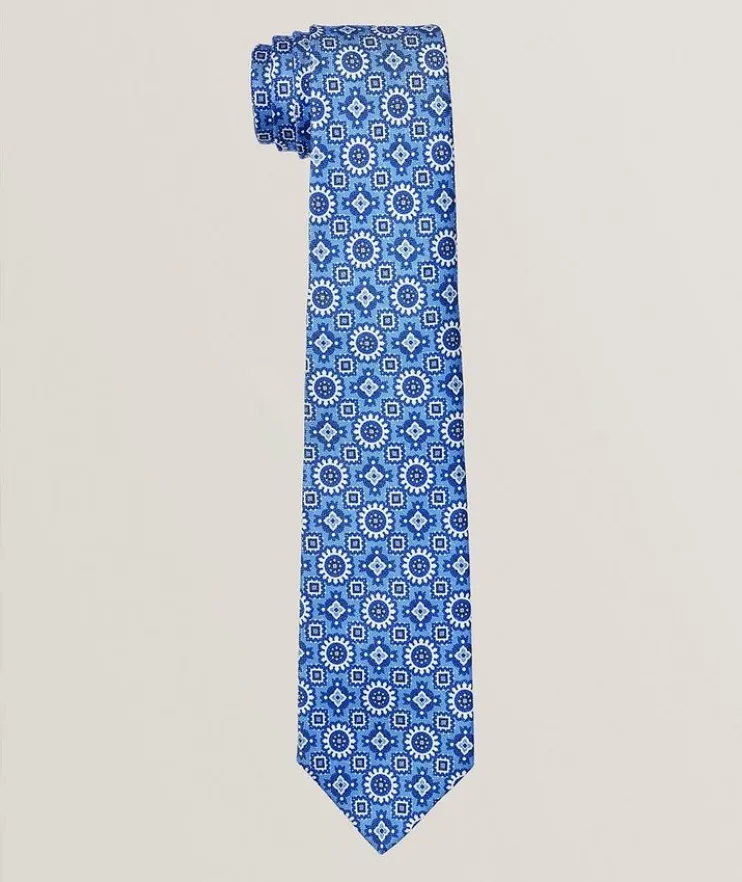 Large Medallion Silk-Linen Tie
