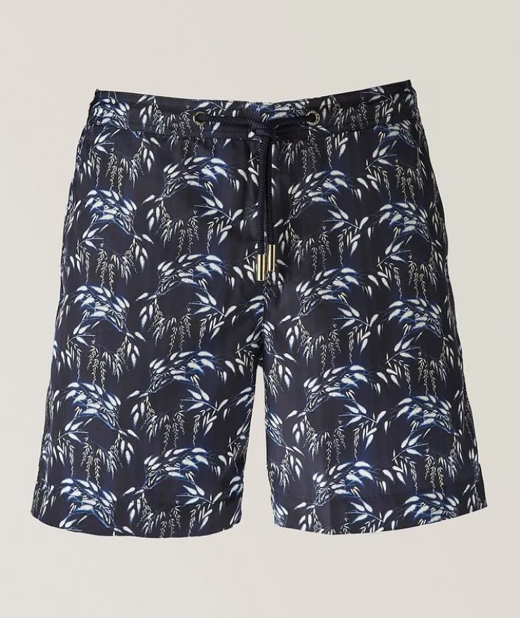 Leaf-Print Swim Shorts