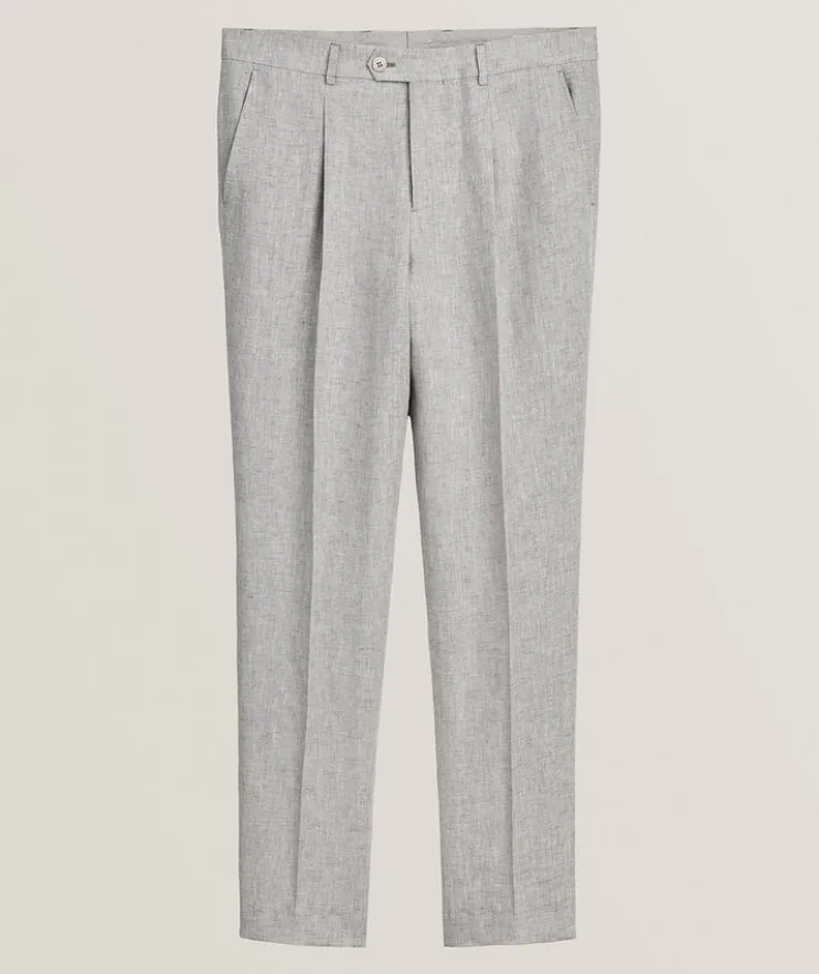 Leasure-Fit Linen Pleated Pants