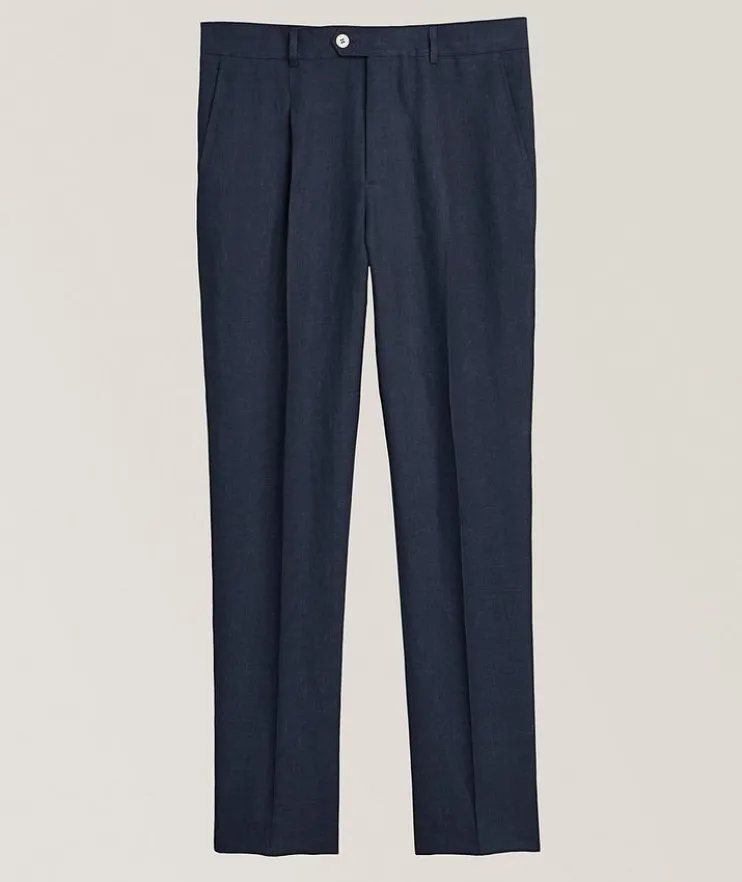 Leasure-Fit Linen Pleated Pants
