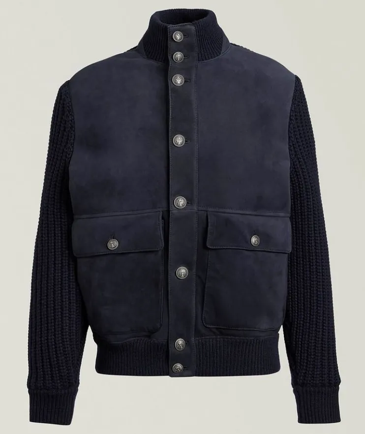 Leather & Cashmere Knit Hybrid Jacket