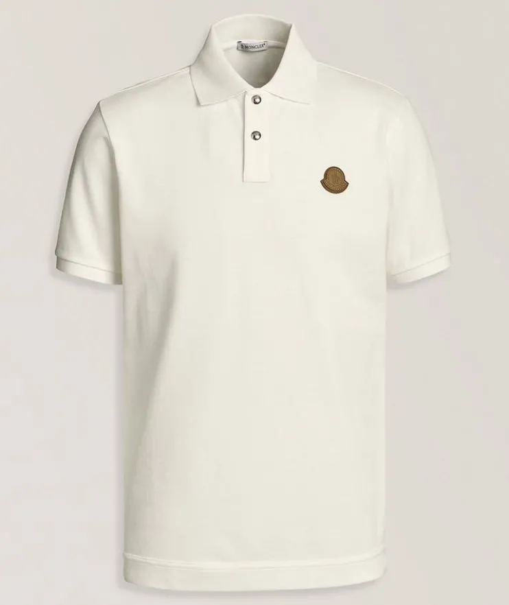 Leather Logo Cotton Piqué Polo