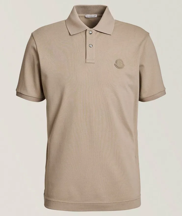 Leather Logo Cotton Piqué Polo