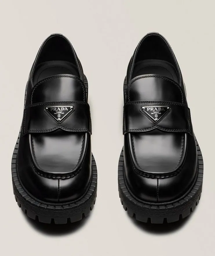Leather Lug Penny Loafers