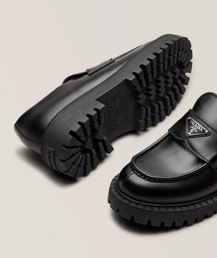 Leather Lug Penny Loafers