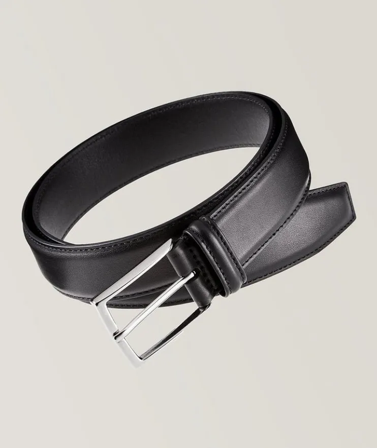Leather Square Pin-Buckle Belt