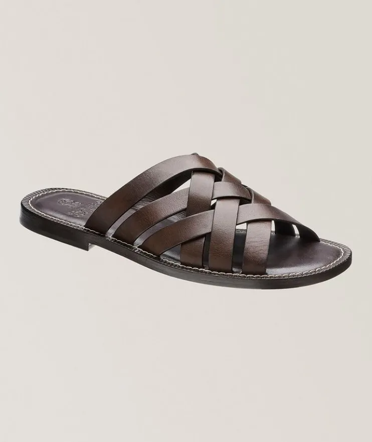 Leather Woven Crisscross Sandals