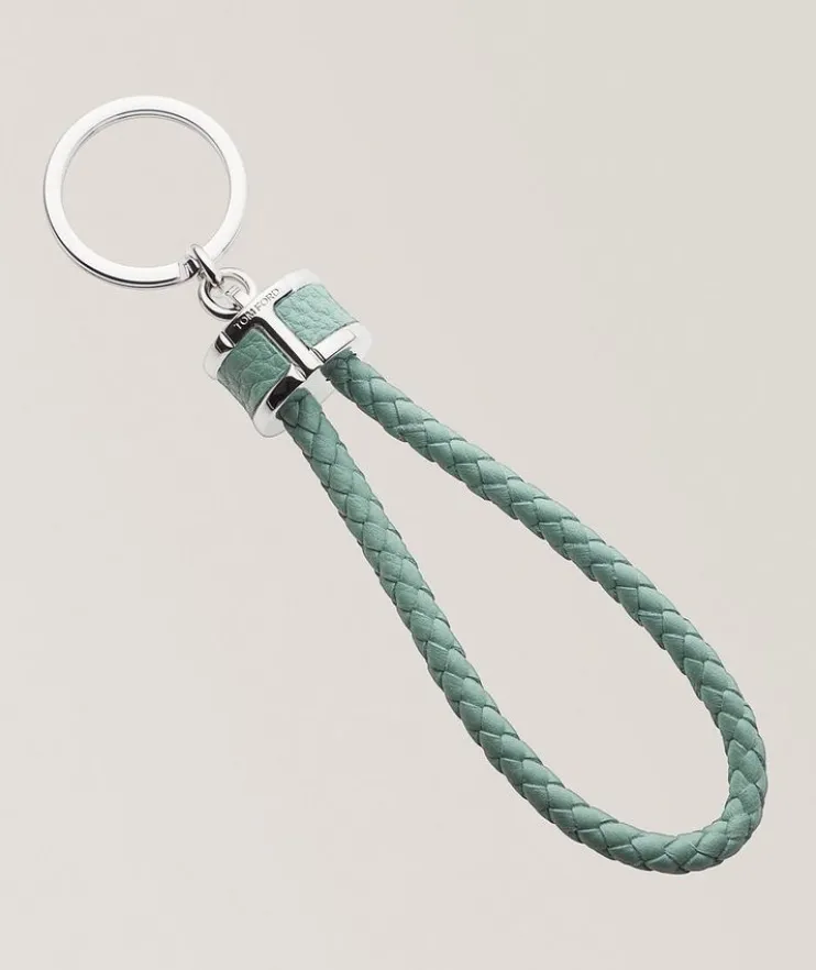 Leather Woven Loop Keyring