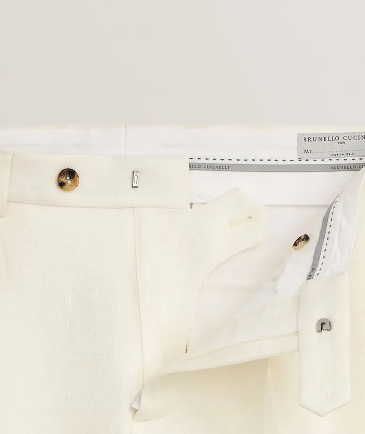 Leisure-Fit Linen-Blend Suit Pants