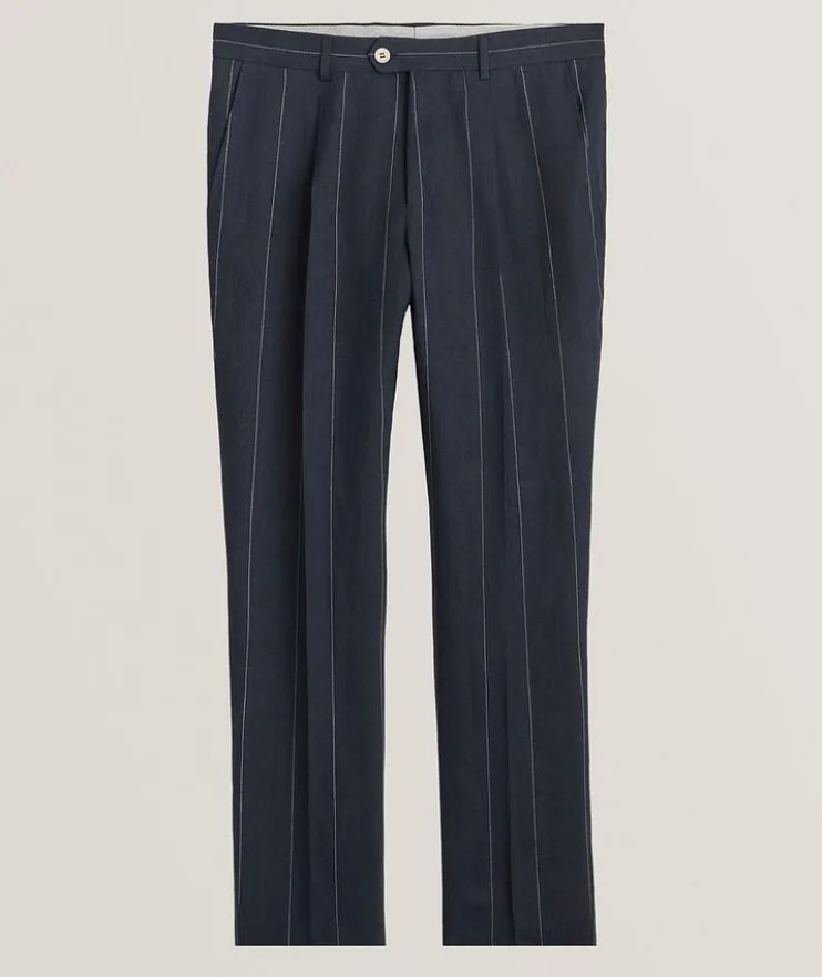 Leisure-Fit Pinstripe Pleated Suit Pants