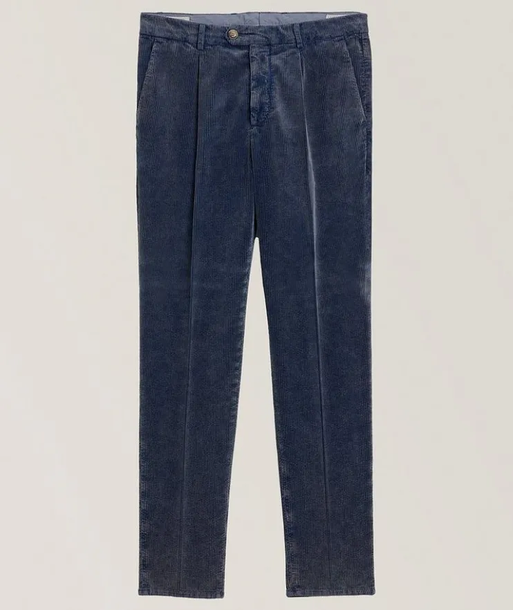 Leisure-Fit Pleated Corduroy Pants