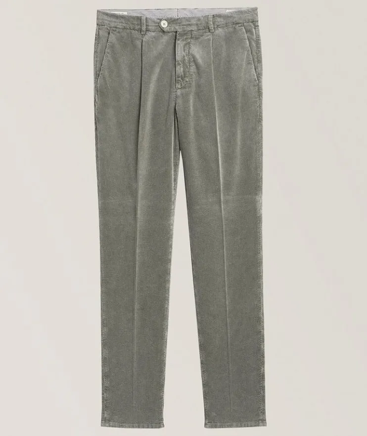 Leisure-Fit Pleated Corduroy Pants