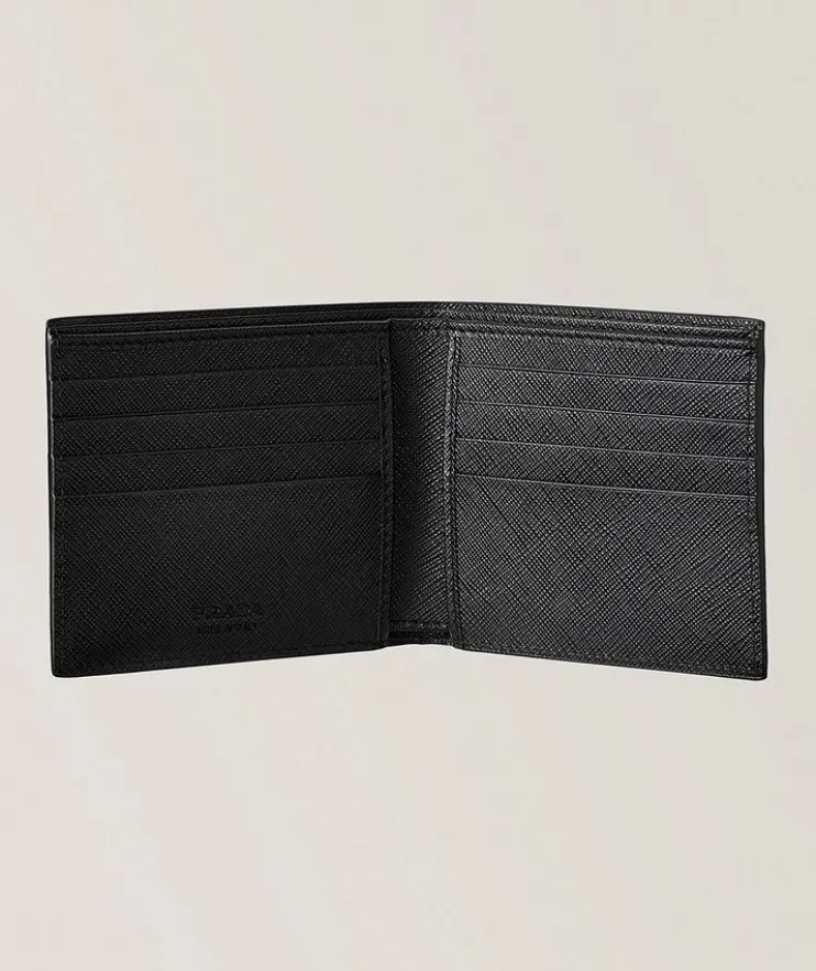 Letter Logo Saffiano Leather Bifold Wallet