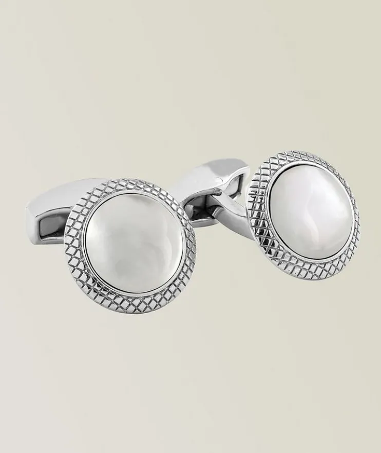 Limited Edition Rhodium Plated Bullseye Round Cufflinks