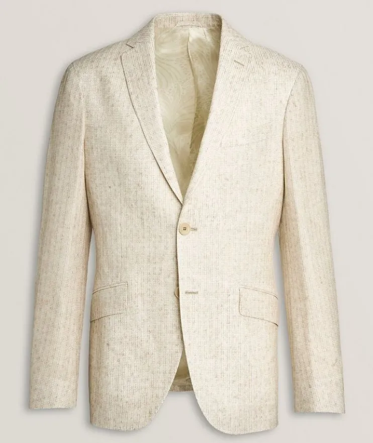 Linen-Blend Tonal Stripe Sport Jacket