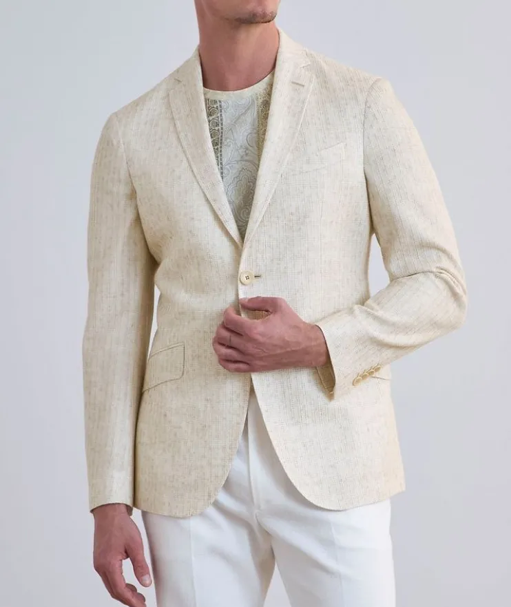 Linen-Blend Tonal Stripe Sport Jacket